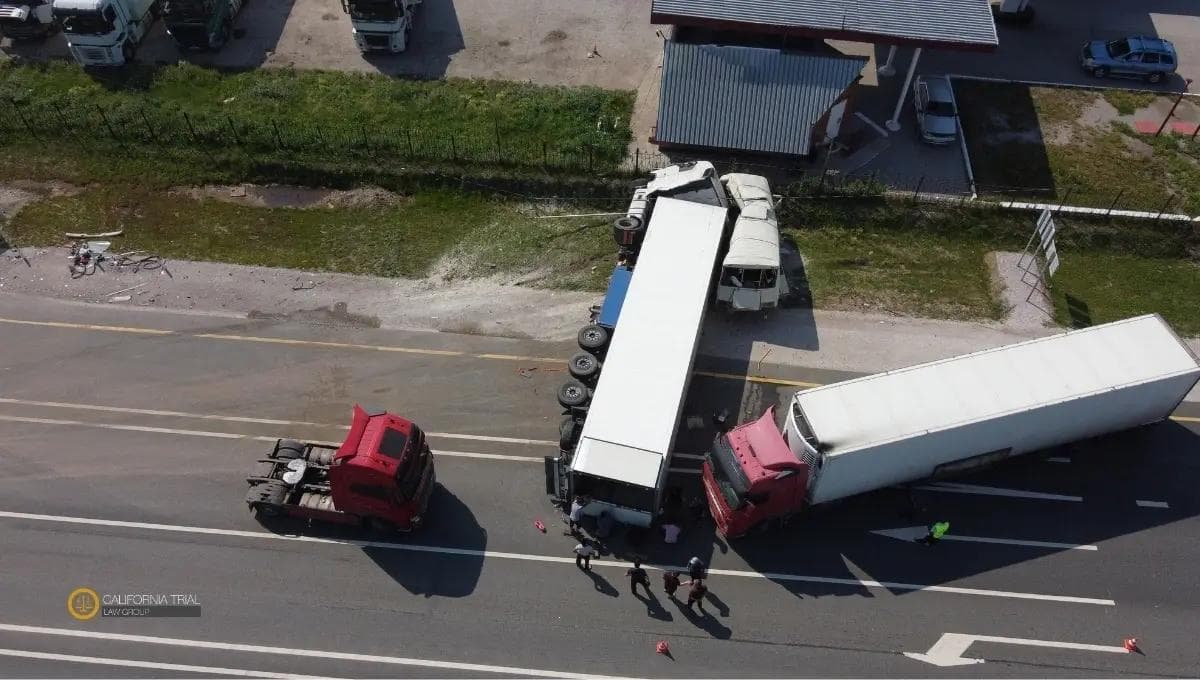Truck Roll Over Crash in Highway