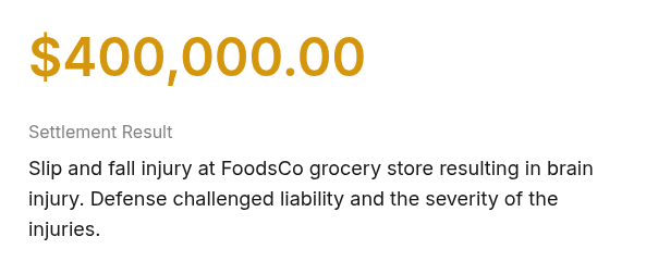 Slip and fall injury result