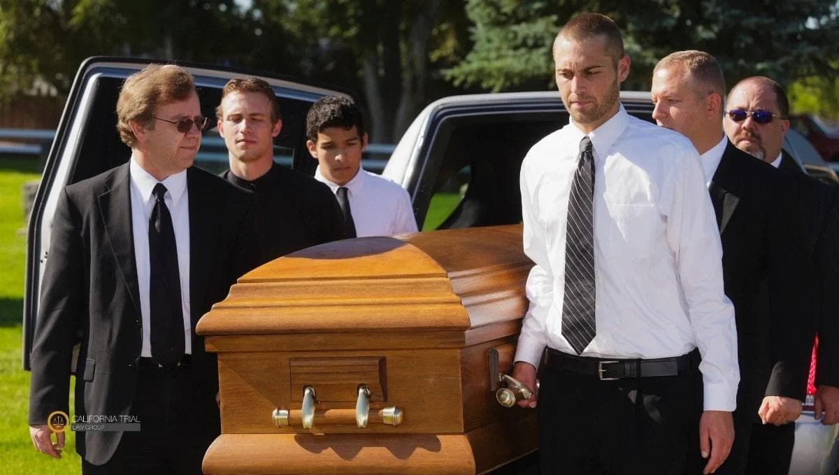 Funeral procession with coffin representing wrongful death lawsuit